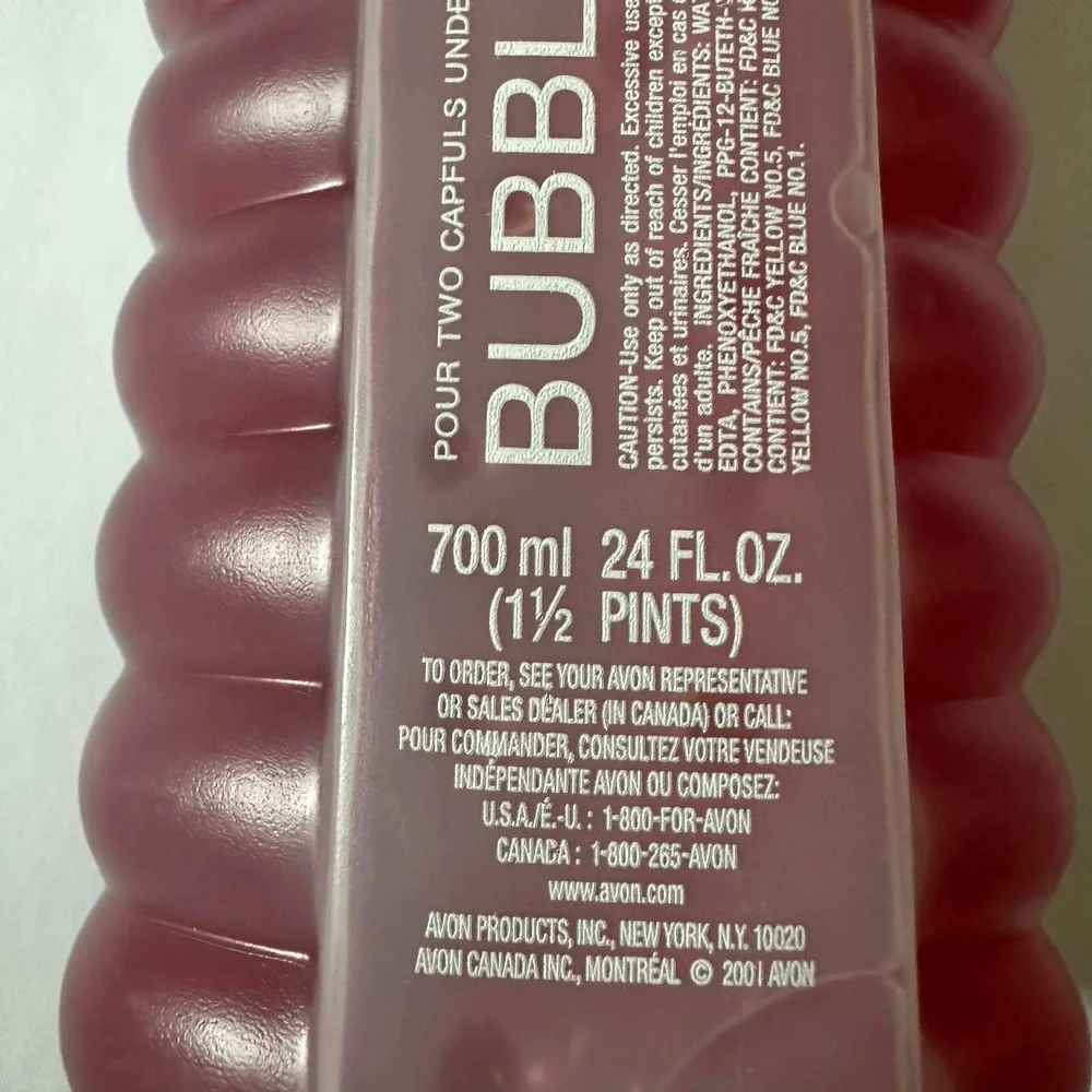Vintage 2001 Avon Bubble Bath Bain-Mousse 24 fl oz Ribbed Bottle Red‎ Liquid NEW
